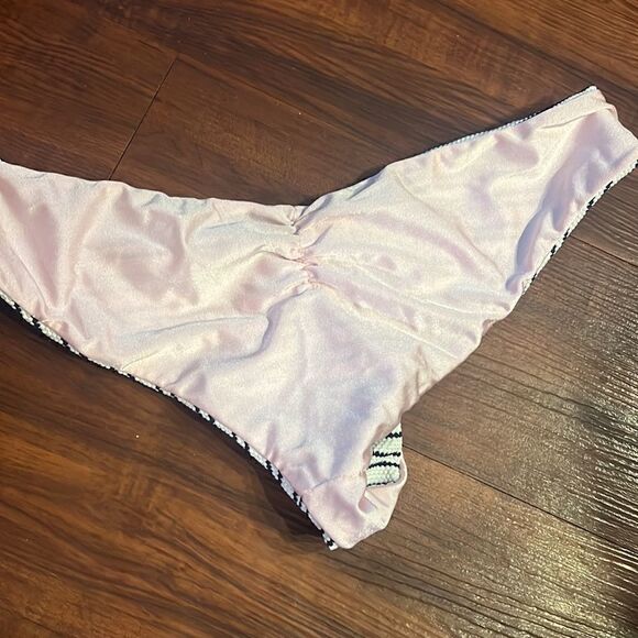 BRAND NEW Bikini Bottom - Reversible Bottom - Pink and Black & White Striped - Picture 3 of 5